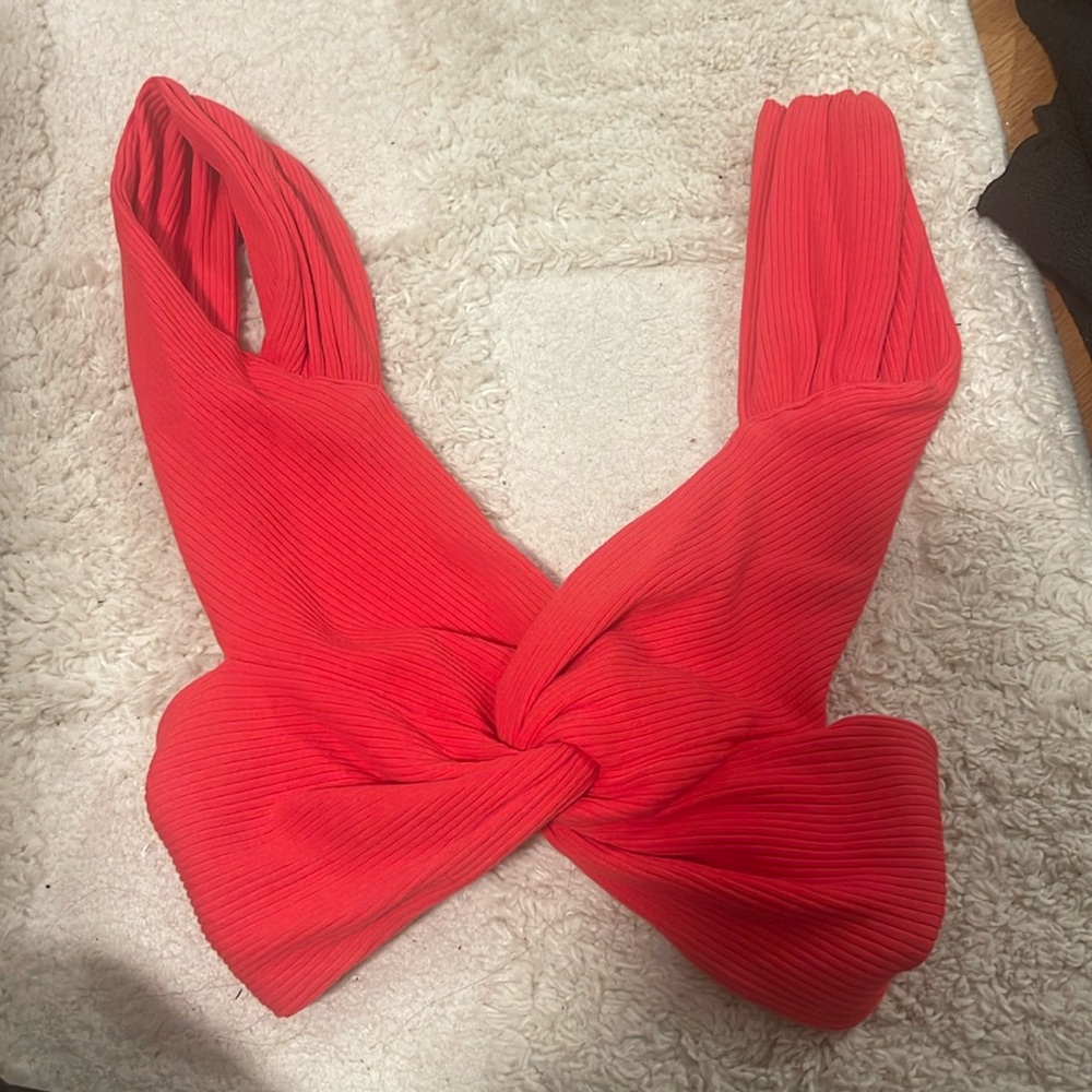 Red backless shein top